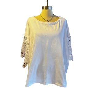 Elegant White Lace Sleeve Women's Top.wt0225